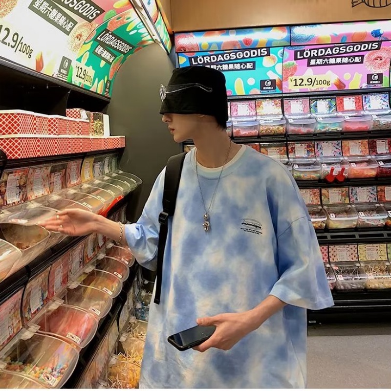เสื้อยืดคอกลม แขนสั้น พิมพ์ลายการ์ตูน แนวสตรีท ฮิปฮอป ขนาดใหญ่ สไตล์เกาหลี สําหรับผู้ชาย และผู้หญิง