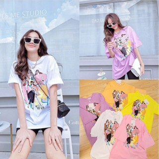 เสื้อยืด ทรง Oversize งาน ป้ายเกาหลี (Cotton Candy)