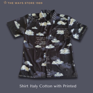 เสื้อเชิ้ต เสื้อผ้าฝ้าย เสื้อลำลอง  Shirt Italy Cotton with Printed Size S