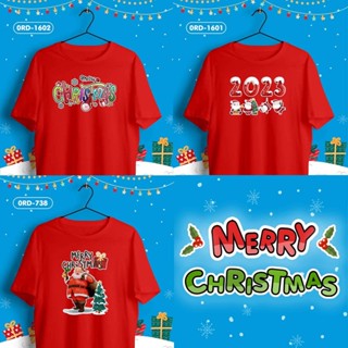 ใหม่! เสื้อคริสต์มาส เสื้อยืดสีแดง คอกลม Christmas ชุดคริสต์มาสสุดปัง รหัส 0RD-1601,1602,738