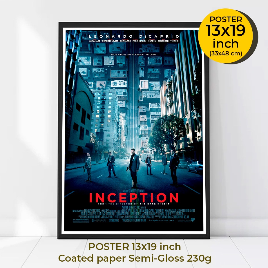 Inception Poster (2010) by Christopher Nolan / Leonardo DiCaprio โปสเตอร์ภาพยนต์จิตพิฆาตโลก ภาพขนาด 