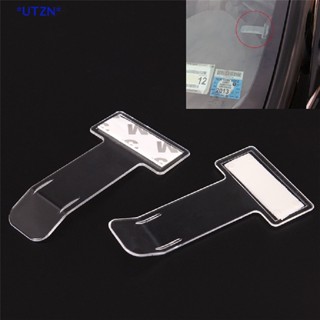 UTZN&gt; 5 Pcs Portable Car Windscreen Parking Ticket Clear Permit Holder Clip Sticker new