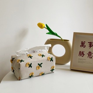 Japanese Small Flower Tissue Box Light Luxury Carton Living Room Dining Room Decoration Napkin Cover Lovely Cloth Cover