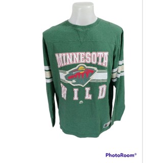 เสื้อยืดกีฬาแขนยาวแบรนด์ Majestic NHL TEAM MINNESOTA Size XL มือ2