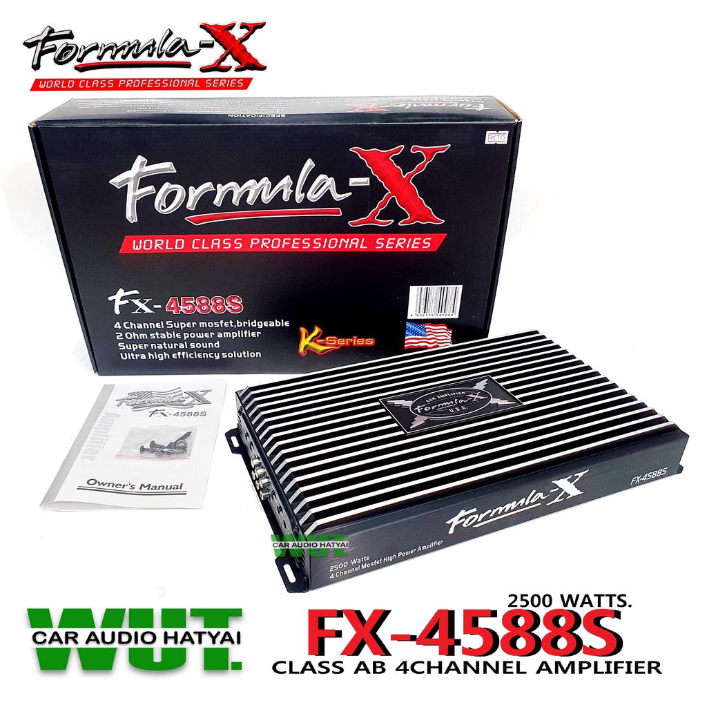 FORMULA-X เพาเวอร์แอมป์ แอมป์ขับลำโพงเสียงกลางแหลม เครื่องเสียงรถยนต์ 4Channel/คลาสAB  FORMULA-X รุ่น FX-4588S
