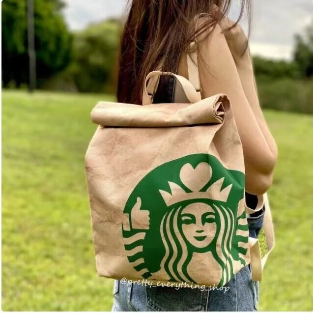 Starbucks กระเป๋าเป้สะพายหลัง กระเป๋านักเรียน ผ้าแคนวาส ความจุขนาดใหญ่ สําหรับผู้ชาย และผู้หญิง