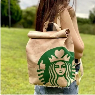 Starbucks กระเป๋าเป้สะพายหลัง กระเป๋านักเรียน ผ้าแคนวาส ความจุขนาดใหญ่ สําหรับผู้ชาย และผู้หญิง