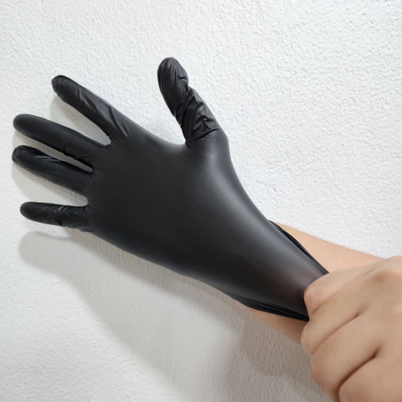 ถุงมือไนไตร ถุงมือยาง ไม่มีแป้ง สามารถใช้ซ้ำได้ (หนาพิเศษ)