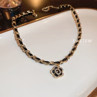 DREJEW สร้อยคอโซ่ทอง 18K จี้รูปดอกไม้ ประดับเพทาย หรูหรา สําหรับผู้หญิง