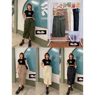 Cargo long skirt กระโปรงยาวคาร์โก้คนอ้วน สาวอวบ