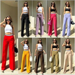 Verra two-tone tab high-waist pant กางเกงขายาวรุ่นใหม่ กางเกงเอวสูง กางเกงขากระบอก เข้าแล้วค่ะ รุ่นนี้คือสวย เก๋ เท่ๆคูล