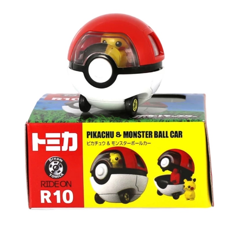Tomy ฟิกเกอร์การ์ตูนโปเกม่อน Kawaii Driver Pikachu Pokeball Car คุณภาพดี ของเล่นสําหรับเด็ก