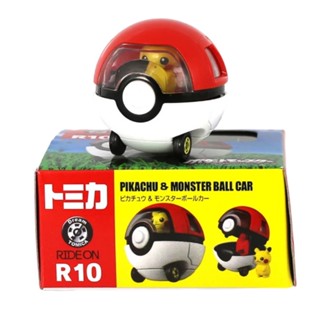 Tomy ฟิกเกอร์การ์ตูนโปเกม่อน Kawaii Driver Pikachu Pokeball Car คุณภาพดี ของเล่นสําหรับเด็ก