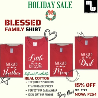 MTW Blessed Christmas Family Shirt | Red Black White Kids Adults Men Women Unisex