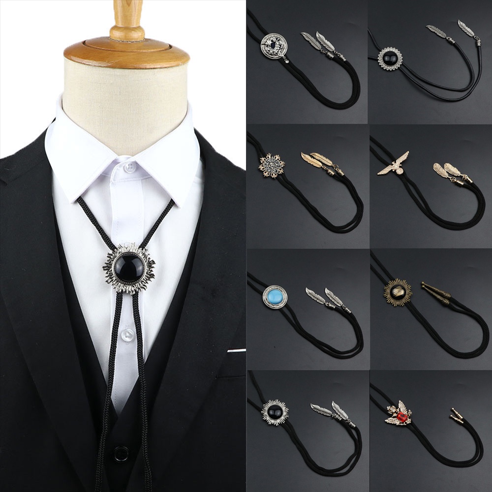 Zonfaz Vintage Bolo Tie เสื ้ อคาวบอยผู ้ ชายผู ้ หญิงเชือกสร ้ อยคอเลียนแบบ Obsidian Chain Bolo เนคไทผู ้ ชายอุปกรณ ์ เสริม