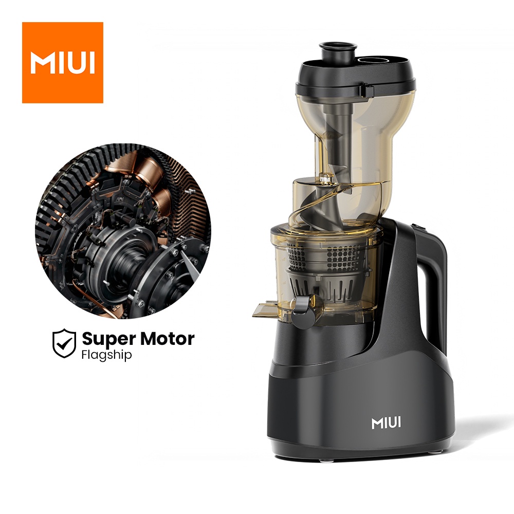 MIUI Slow Juicer 7-Stage Spiral Cold Press Patented Filterless Technology Easy to Clean Electric Commercial Juicer Super AC Motor - Extended Gray