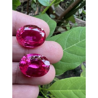 oval lab created pink sapphire 12x16 mm 2 pieces