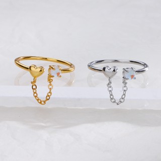 【พร้อมส่ง】แหวนเงิน ผู้หญิง Moonstone หัวใจ โซ่ มินิมอล แฟชั่น วันเกิด ของขวัญปีใหม่ ปรับขนาดได้ สไตล์เกาหลี เครื่องประดับ อุปกรณ์เสริม