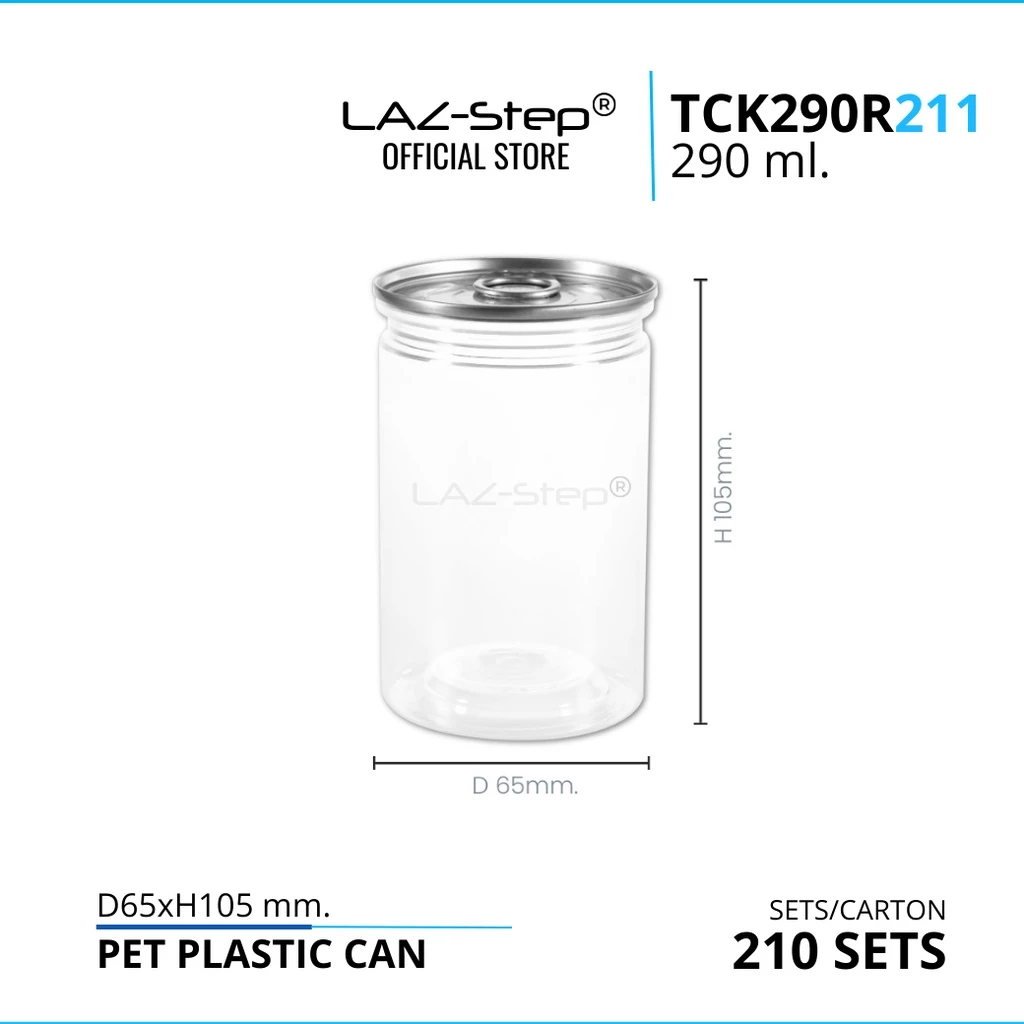 LAZ-Step กระป๋องพลาสติก PET ฝาดึง อลูมิเนียม ขนาด 290 ml. TCK290R211 บรรจุลังละ 210 ชุด