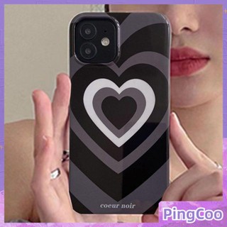 PingCoo - Candy Case For iPhone 14 13 12 11 Plus Pro Max XR TPU Soft Glossy Black Case Gray Love Circle Camera Protection Shockproof Back Cover