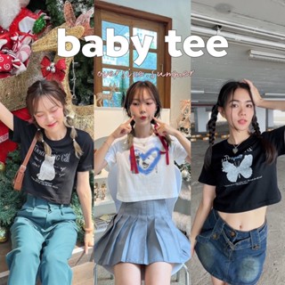 (oversize summer)เสื้อครอป Baby Tee 🫶🏻 (พร้อมส่ง) ครอปผ้าคอตตอน เสื้อยืดครอป BT1