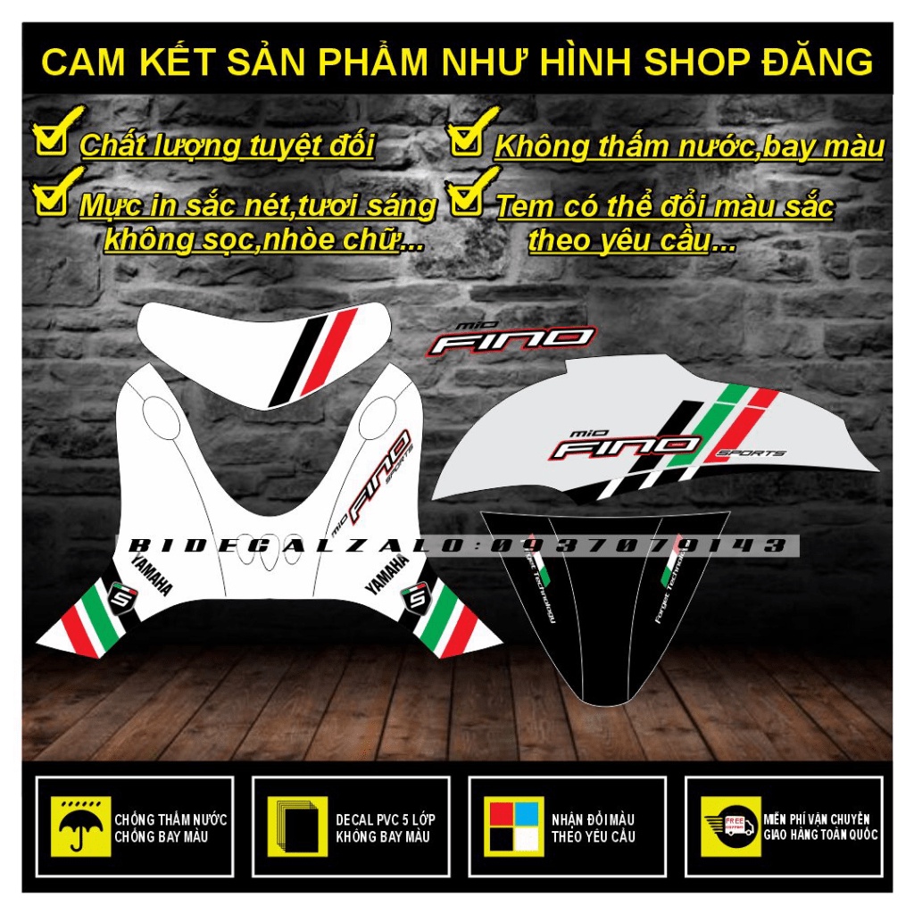 MIO FINO CLASSICO สติ๊กเกอร์ REMOVABLE พร้อมสติ๊กเกอร์ติดรถสีขาว - BI DECAL