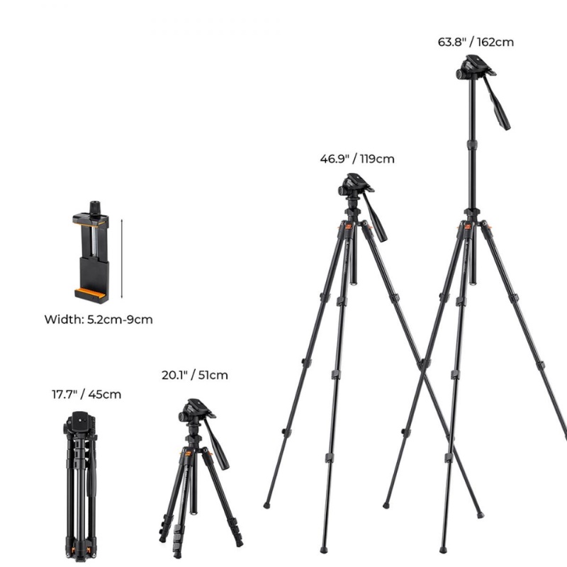 ขาตั้งกล้อง K&F K234A0+Video Head Lightweight with Holder Clip Release Plate (KF09.115)