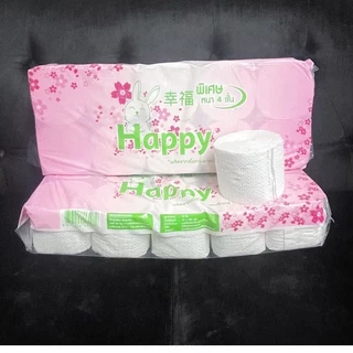 กระดาษทิชชู่ไร้แกน กระดาษชำระ Happy แพ็คละ 10 ม้วน พร้อมส่ง Happy ไร้แกน
