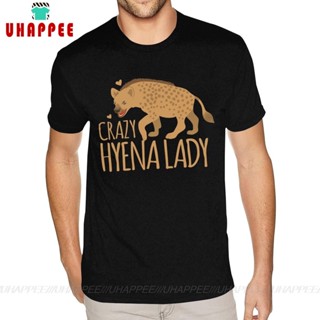 เสื้อยืดคอกลม ผ้าฝ้ายธรรมชาติ พิมพ์ลาย Crazy Hyena Lowena สําหรับผู้ชาย