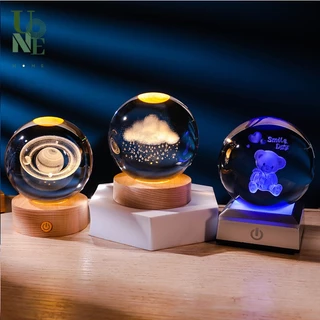 UoneHome พร้อมส่ง ♥ H121 โคมไฟคริสตัลอวกาศ ดาวเคราะห์เรืองแสง พร้อมกล่องสวยงาม โคมไฟแต่งห้องมินิมอล โคมไฟตั้งโต๊ะของขวัญ