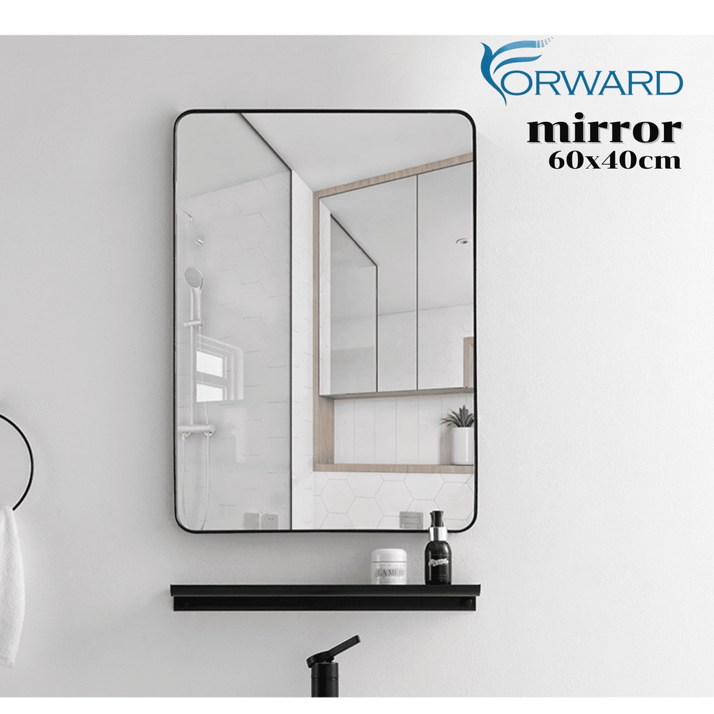 Forward กระจกเงาติดผนัง กระจกแขวน พร้อมชั้นวางของ กรอบอลูมิเนียม ขนาด60x40 wall mirror รุ่น mirror-003