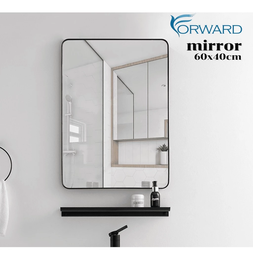 กระจกเงา กระจกแขวน กระจกติดผนัง สีดำ ขนาด60x40 wall mirror รุ่น mirror-003
