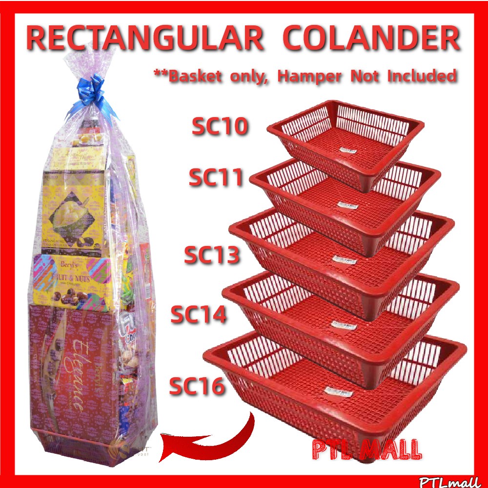 พลาสติกสี่เหลี่ยมกระชอน Hamper ตะกร้าสีแดง Hamper ถาดสแควร์ตะกร้า Plastik ถาด Segi Empat SC10 SC11 SC13