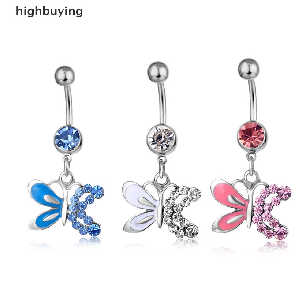 [highbuying] แหวนเหล็กผ่าตัด จิวสะดือ สะดือ ท้อง ผีเสื้อ ดอกไม้ คริสตัล สะดือ แหวนแฟชั่น ร่างกาย หน้าท้อง บาร์ ร่างกาย เครื่องประดับ ใหม่ พร้อมส่ง