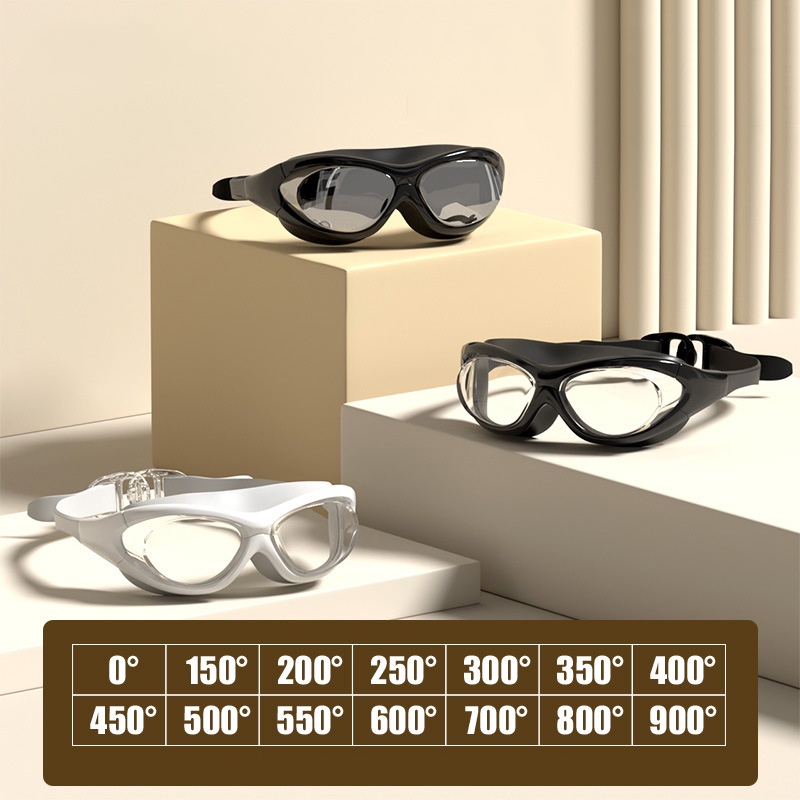 ผู้ชาย ผู้หญิง HD กันน้ํา โปร่งใส ไฟฟ้า ป้องกันหมอก UV ป้องกัน ซิลิโคน แว่นตาว่ายน้ํา สายตาสั้น 150°