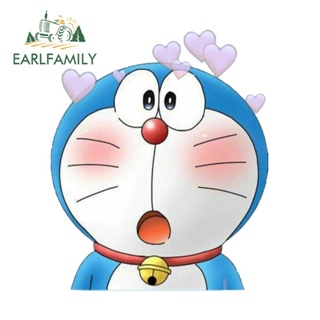 Earlfamily สติกเกอร์กันน้ํา กันรอยขีดข่วน ลายโดราเอมอน ขนาด 13 ซม. x 10.9 ซม. สําหรับติดตกแต่งเครื่องปรับอากาศรถยนต์ รถจักรยานยนต์