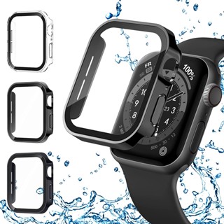 Miimall iWatch Seriers 8 41 มม. 45 มม. Series 7 เคส พร้อมกระจกนิรภัยกันรอยหน้าจอ เคสกันกระแทก PC แบบแข็ง