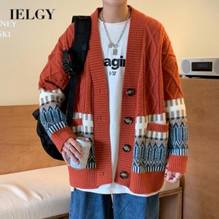 Ielgy เสื้อแจ็กเก็ตคาร์ดิแกนลําลอง แบบหนา เข้ากับทุกการแต่งกาย สไตล์เกาหลี สําหรับผู้ชาย