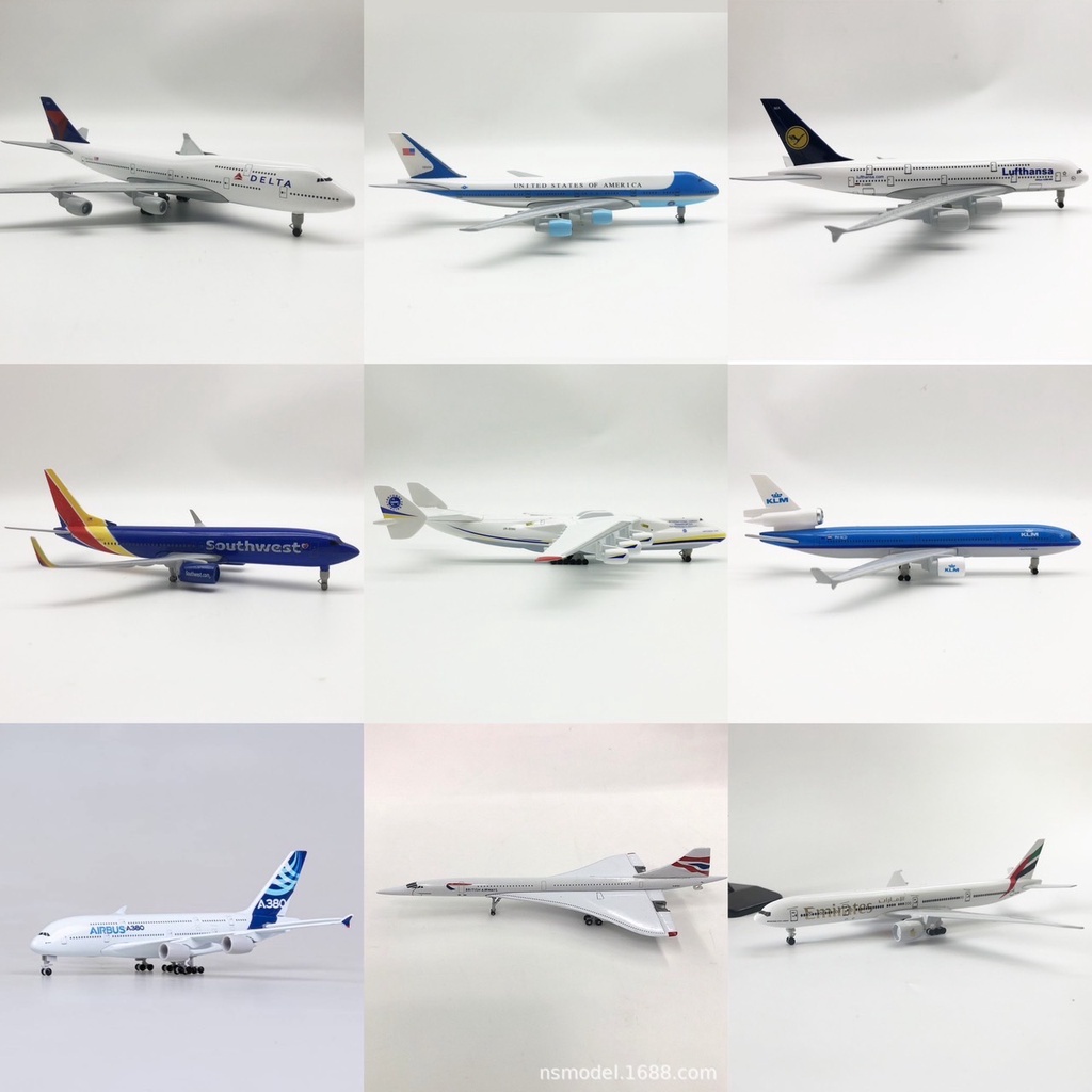 [20cm] โมเดลเครื่องบิน "ส่งจากไทย" ตัวลำทำจากเหล็กอัลลอย  ฐานตั้งถอดออกได้ มีล้อ ลำใหญ่ สวย งานละเอียด - ของเล่น