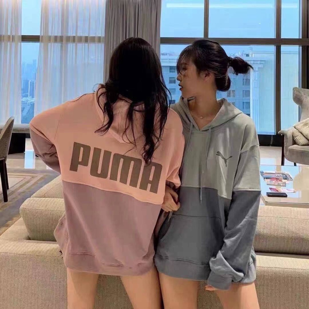 👕เสื้อแขนยาว มีฮู้ด PUMA  Two-Tone สีพาสเทล ผ้านุ่ม เสื้อกันหนาว เสื้อฮู้ด