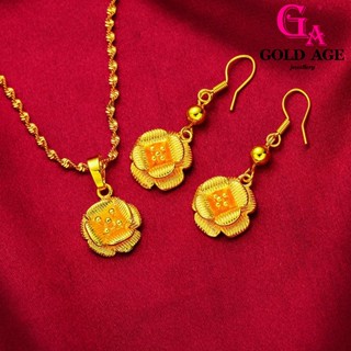 Ga เครื่องประดับแฟชั่น พร้อมส่ง ต่างหูพู่ยาว ชุบทอง 24K ลายดอกไม้ สไตล์วินเทจ สําหรับผู้หญิง เจ้าสาว งานแต่งงาน