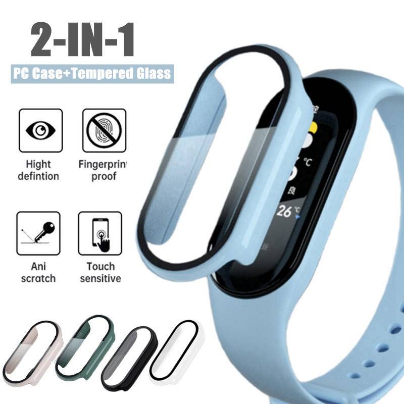 เคสพีซี + แก้วสําหรับ Xiaomi Mi Band 6 5 4 ป้องกันหน้าจอคลุมทั้งหมดนาฬิกา Xiomi Mi band6 band5 band4