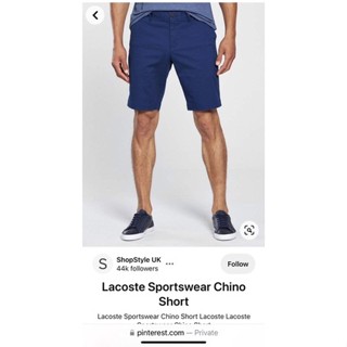 Mens Blue Lacoste Regular Fit Cotton Stretch Chino Bermuda Shorts กางเกงขาสั้น ลาคอสต์ รุ่น เรคกูล่า ฟิต