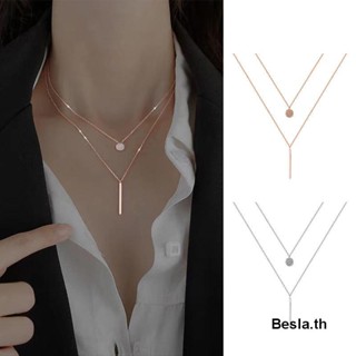 【Besla.th1】สร้อยคอ แบบสองชั้น ประดับเพชร เข้ากับทุกการแต่งกาย สไตล์สตรีท สําหรับผู้หญิง