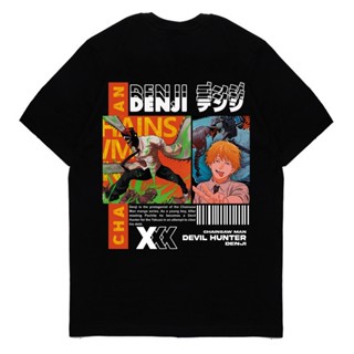 เสื้อยืดคอกลมเสื้อยืดแขนสั้น พิมพ์ลายอนิเมะ Chainsaw MAN DENJI V2 สําหรับผู้ชาย และผู้หญิงS-4XL