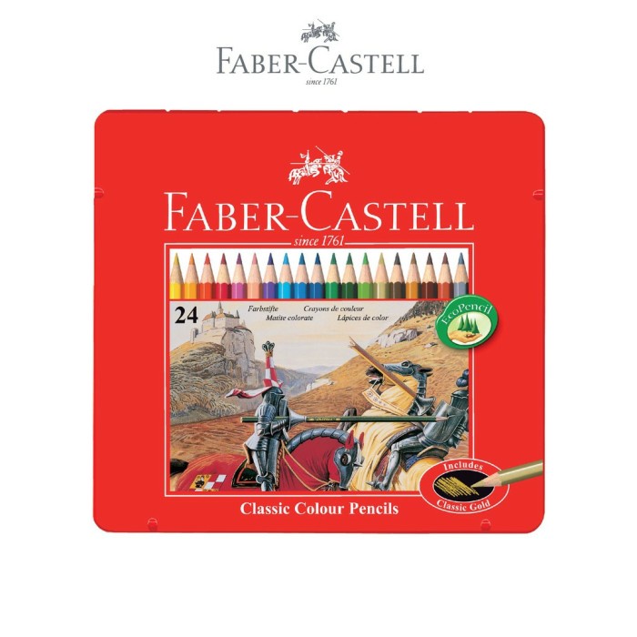 Faber CASTELL 24 CLASSIC Color Pencil TIN Packaging (TIN CASE)