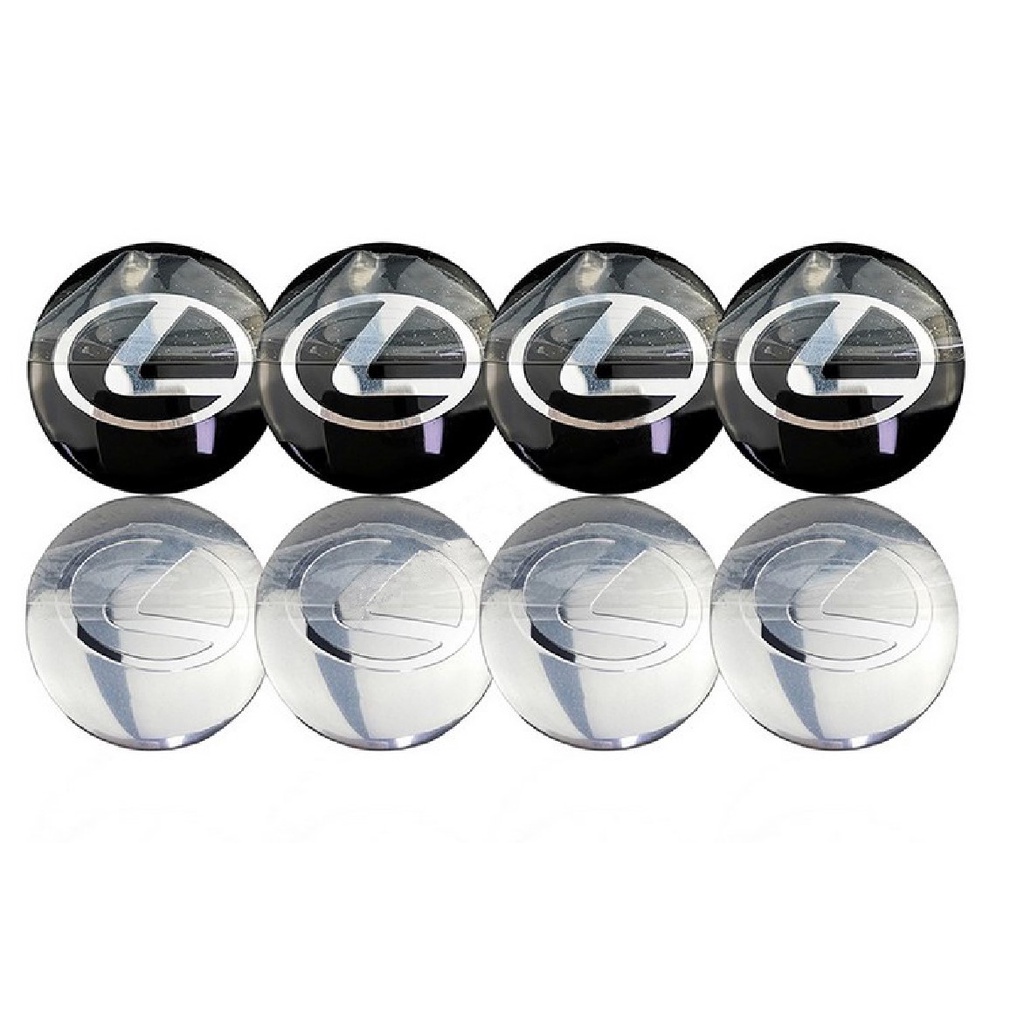 ราคาต่อ 4 ชิ้น โลโก้สติกเกอร์ติดดุมล้อ แปะกาว เล็กซัส เงิน/ดำ LEXUS toyota wheel cap center sticker logo