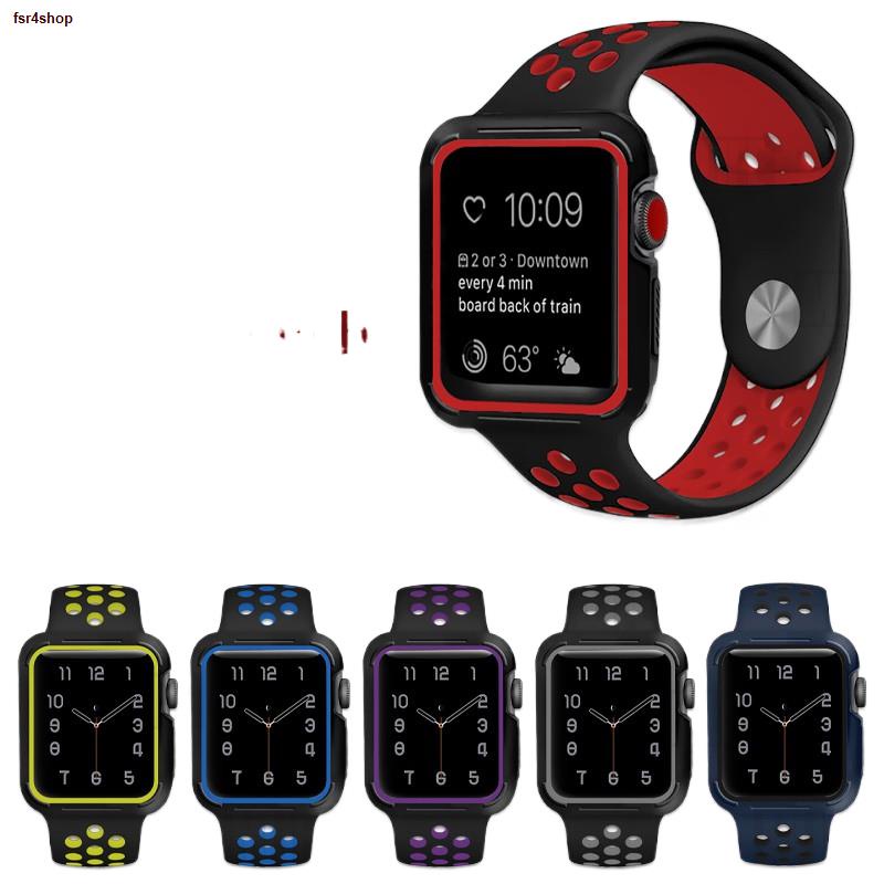 จัดส่งได้ตลอดเวลา◐♦2 IN 1 สายนาฬิกา พร้อม เคสนาฬิกา Apple Watch 44mm ซีรีย์ SE 6 5 4 – สาย Nike เคส นาฬิกา Silicone Band