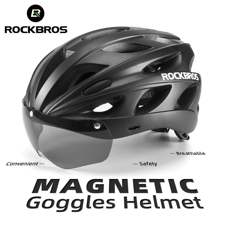 【TH Delivery】ROCKBROS หมวกกันน๊อค ความปลอดภัย Ultralight ถนนจักรยานหมวกกันน็อคจักรยานเสือภูเขาเมืองจักรยานหมวกกันน็อคจักรยานด้วยแว่นตาแม่เหล็ก 6 สี
