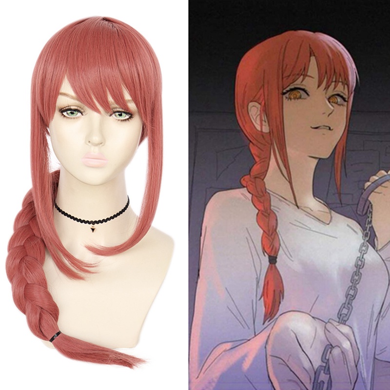 Man Chainsaw คุณภาพสูง Makima Pink Braid วิกผมคลาสสิกหมวกออกแบบเหตุการณ์สําหรับคอสเพลย์